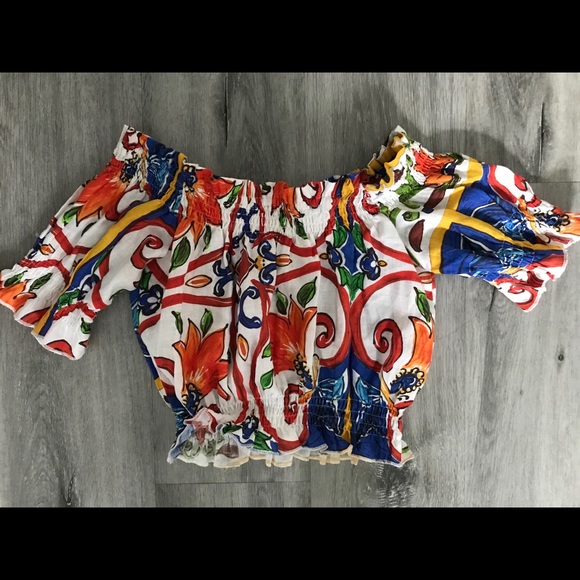 Luisa Tops - Floral Crop Top by Luisa Made in Italy